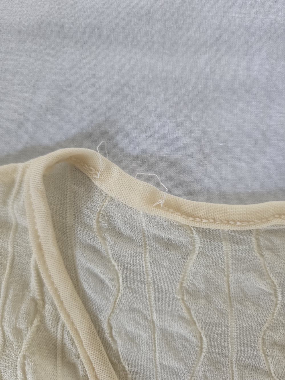 Sheer Ruched Drawstring Crop Top - Pale Yellow - Picture 2 of 7